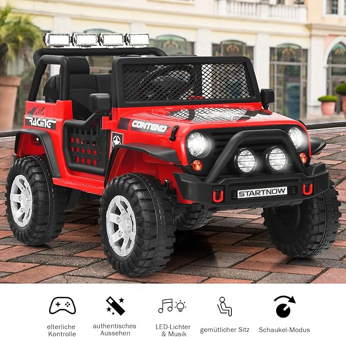 Voiture électrique pour enfants Coast 12 V – avec télécommande, musique et port USB 114,5 x 72 x 74 cm – Rouge