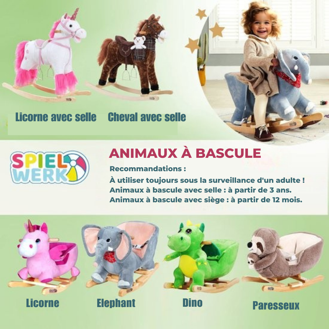 Spielwerk Fauteuil à bascule enfant dino avec ceinture de sécurité