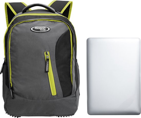 Sac à dos pour ordinateur portable - 34L avec port USB et compartiment pour ordinateur portable de 15,6" - Gris/Vert