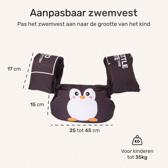 Qwali Puddle Jumper Penguin - Gilet de natation - Pour les enfants de 0-2 à 3-6 ans - Gilet de natation Enfant - Requin - Sangles de natation 15-30 kg - Gilet de flottaison - Ailes de natation - Bouchon de natation - Ceinture de natation - Essentiels de n