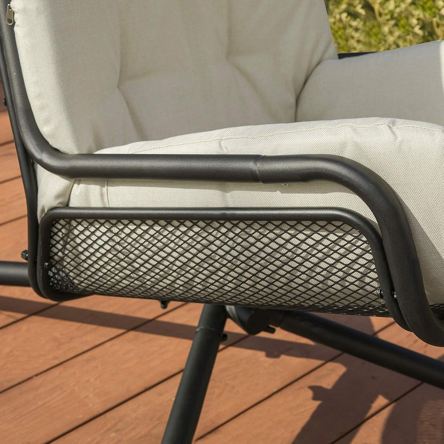 SoBuy Chaise suspendue avec cadre - Max. 150 kg - 103 x 125 x 190 cm - Crème