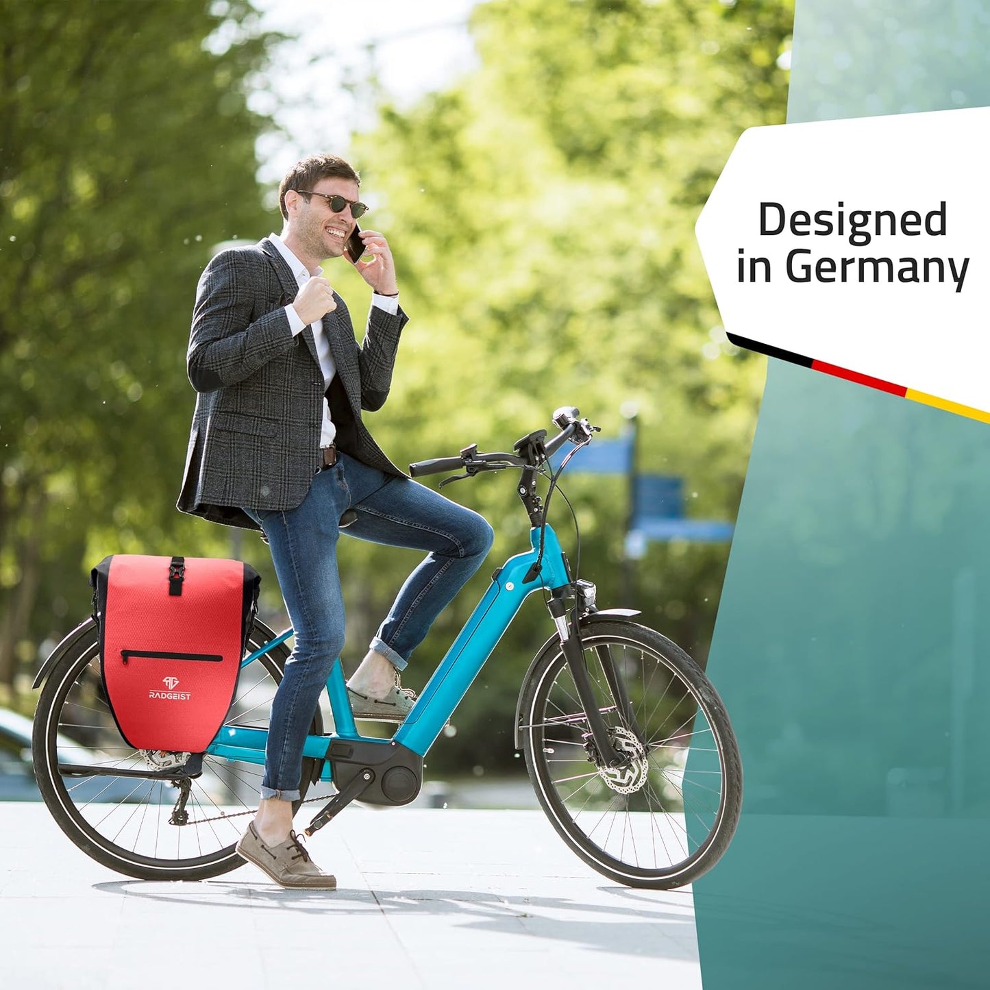 RADGEIST - Sac à bagages Pannier Bag - 28 L - Bâche rouge - Imperméable avec compartiment pour ordinateur portable - Sportif et fonctionnel - Bandoulière et réflecteurs inclus
