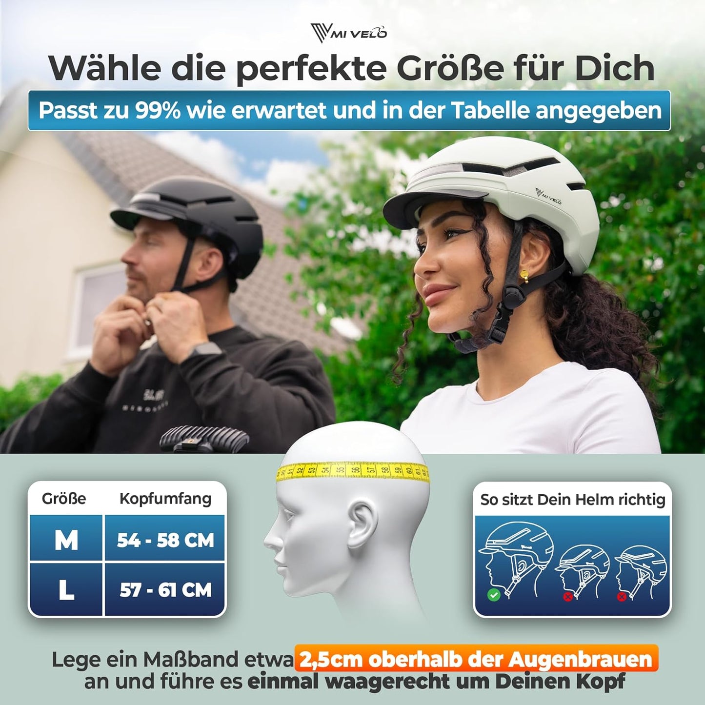 Mivelo Casque de vélo unisexe NOVA - Avec lumière - Certifié NTA jusqu'à 45km/h - Menthe - Taille M (54-58 cm)