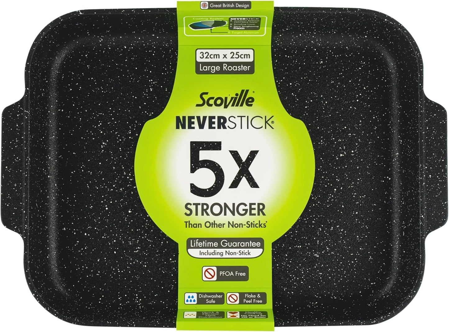 Scoville Neverstick plat à rôtir 32cm x 25cm - noir, antiadhésif, va au four