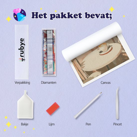 Rubye® Peinture au diamant - Peinture au diamant adultes - Peinture au diamant enfants - Package peinture au diamant complet - Terrasse café - 30x40cm