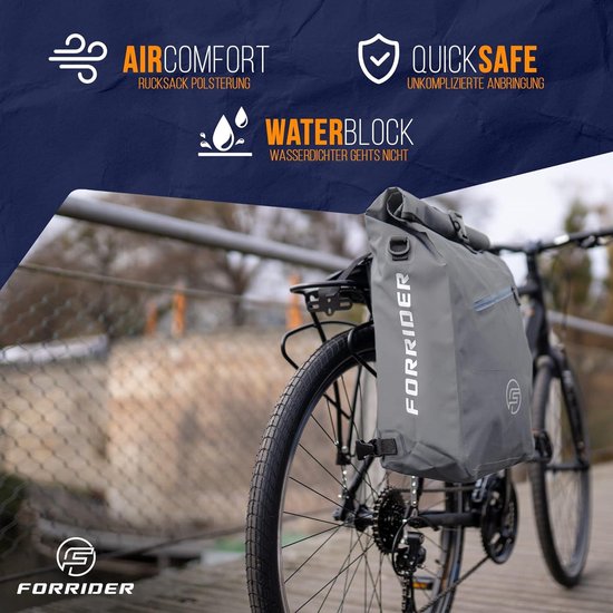 Sacoche de vélo 3-en-1 pour porte-bagages et sac à dos - étanche - 27 litres - réfléchissante - sacoche de selle pour vélo