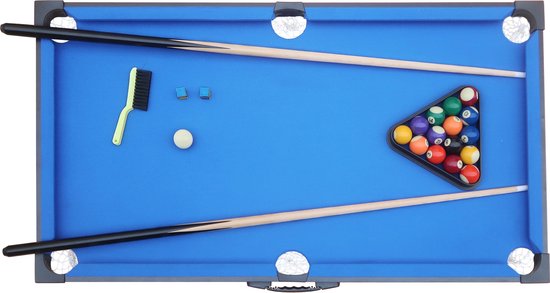 Cougar Table de billard Mini Portable Noir/Bleu – Poignée pratique – Incl. balles - 118x64x12cm