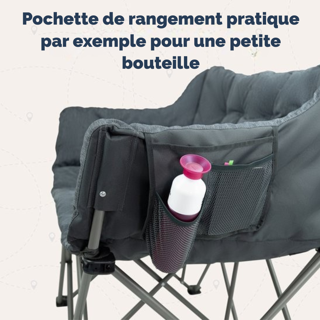 TRVLMORE Chaise de camping - 2 personnes - Pliable - Sac de transport inclus - Chaise de camping - Capacité de charge 240 kg - Gris