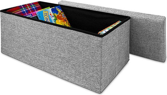 Banc de rangement Casaria - 80x40x40cm Cuir synthétique pliable 100L - Gris