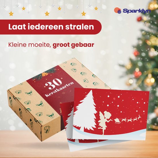 Sparklyn 30x Luxury Double-Sided Christmas Cards with Envelopes Sets - Blank - 15x10 cm - Christmas Cards 2023 - Modern
