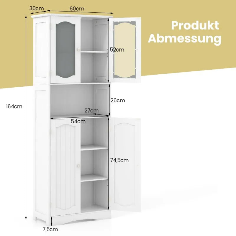 Armoire Coast - Réglable - MDF & Verre - 60 x 30 x 164 cm - Blanc