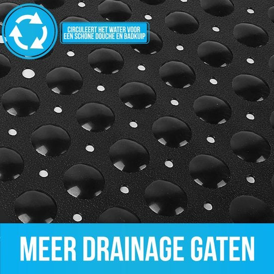 Avalo Tapis de bain / Tapis antidérapant Douche - 53x53CM - Noir - Avec ventouses - Tapis de douche antidérapant pour la douche - Tapis de salle de bain