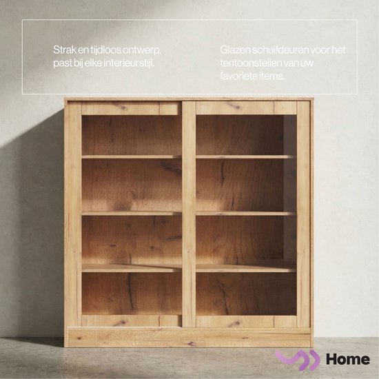 VDD Home - Vitrine en verre - Buffet - 120 x 120 x 37 - Bois