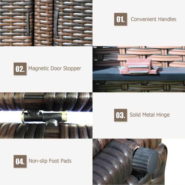 Coast Rattan Terrace Box 335 L - Brown - 115 x 60 x 65 cm - Boîte de rangement de jardin résistante aux intempéries avec couvercle et 2 étagères