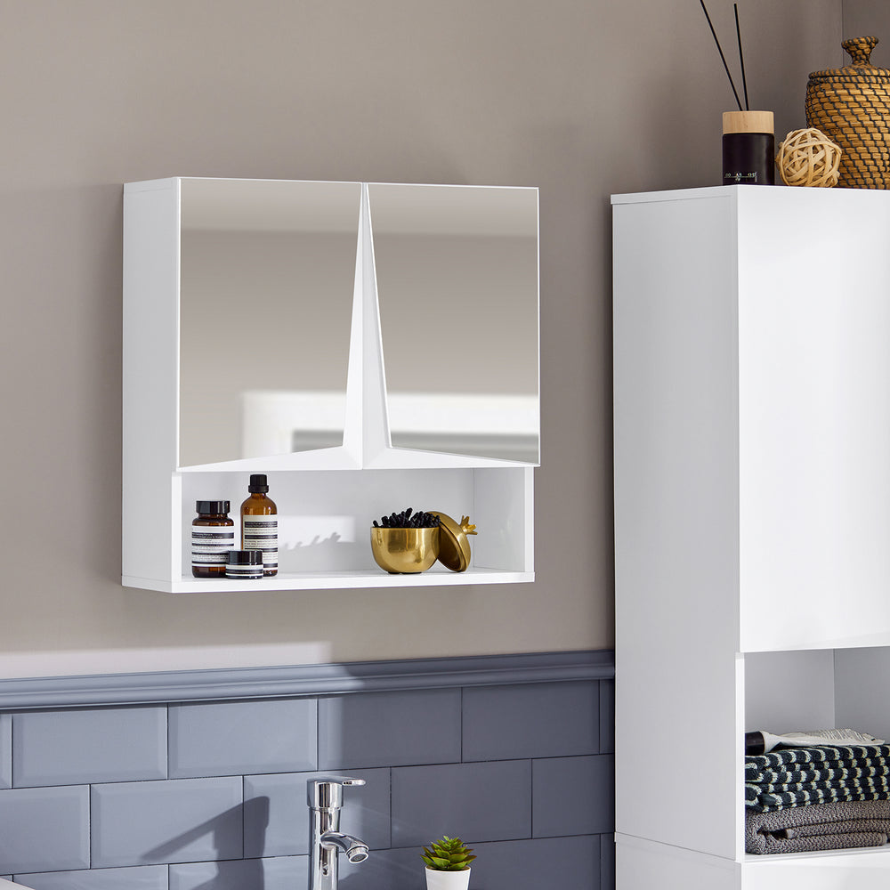 SoBuy Armoire murale de salle de bain - Armoire de toilette - Max. 15KG - 48 x 48 x 17 cm - Blanc