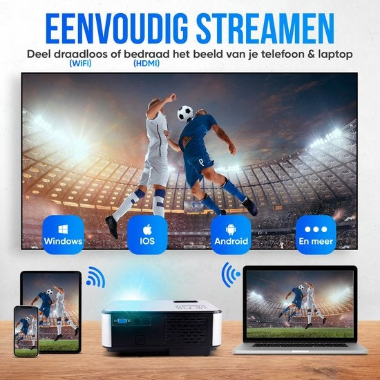 Vidéoprojecteur - Strex - Projecteur - Haute résolution 1080P – 7000 lumens – Wi-Fi intégré - 22 x 16 x 8,7