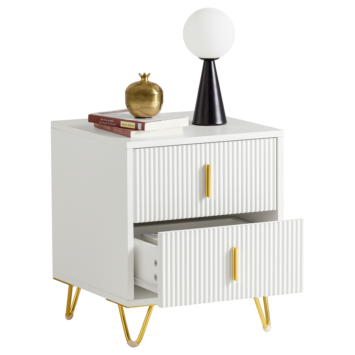 SoBuy Table de chevet avec 2 tiroirs - 40x40x47 cm - Blanc