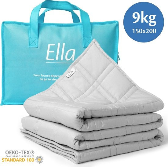 Couverture lestée EL-Life 9kg 150 x 200cm - Couverture lourde - Couverture lestée - OEKO-TEX Coton - Gris clair