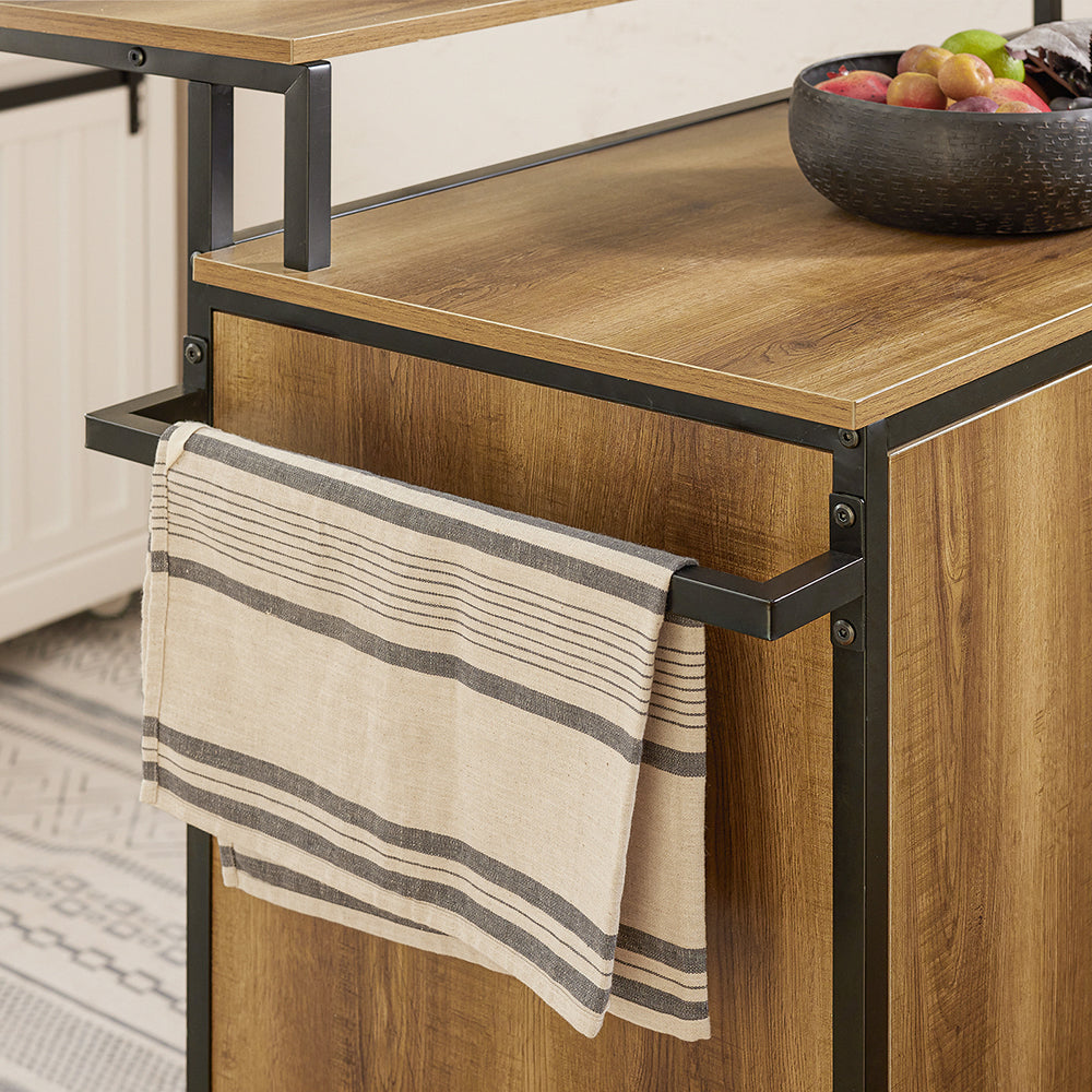 SoBuy Meuble de cuisine sur roulettes - Buffet - 2 Portes + 3 Tiroirs - Max. 75 kg - 113 x 69 x 106 cm - Moderne