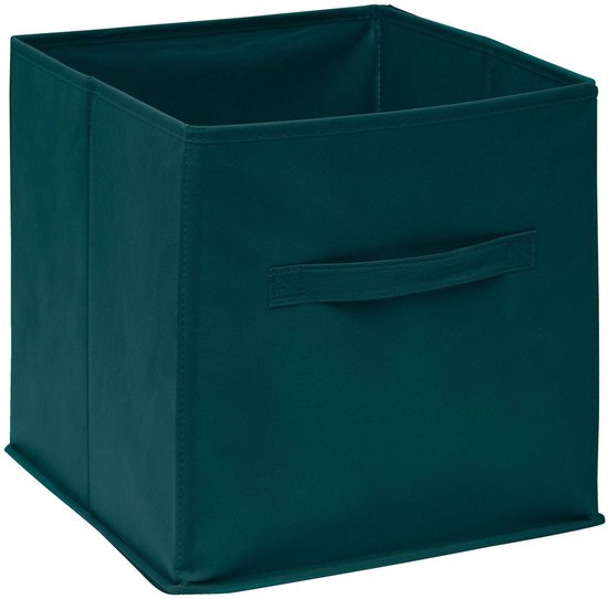 Panier de rangement 5Five / panier pour armoire - Vert émeraude - 31 x 31 x 31 cm - 29 litres - Paniers pour armoires à compartiments - Tissu avec fond renforcé - Pliable