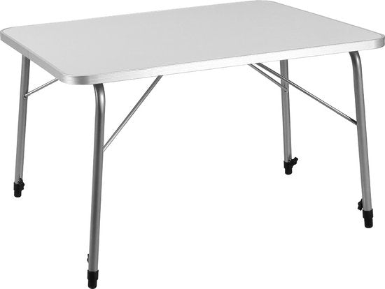 Table de camping - Casaria - pliable et réglable - 80 x 54 cm - Blanc