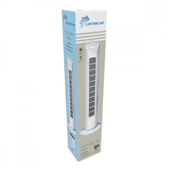 Ventilateur sur pied Lifetime Air - Ventilateur à 3 vitesses - Ventilateur sur pied orientable - Ventilateur de sol 55 dB - Idéal pour la chambre à coucher et le bureau - Cordon d'alimentation de 1,5 m - 81 x 22 cm - Blanc