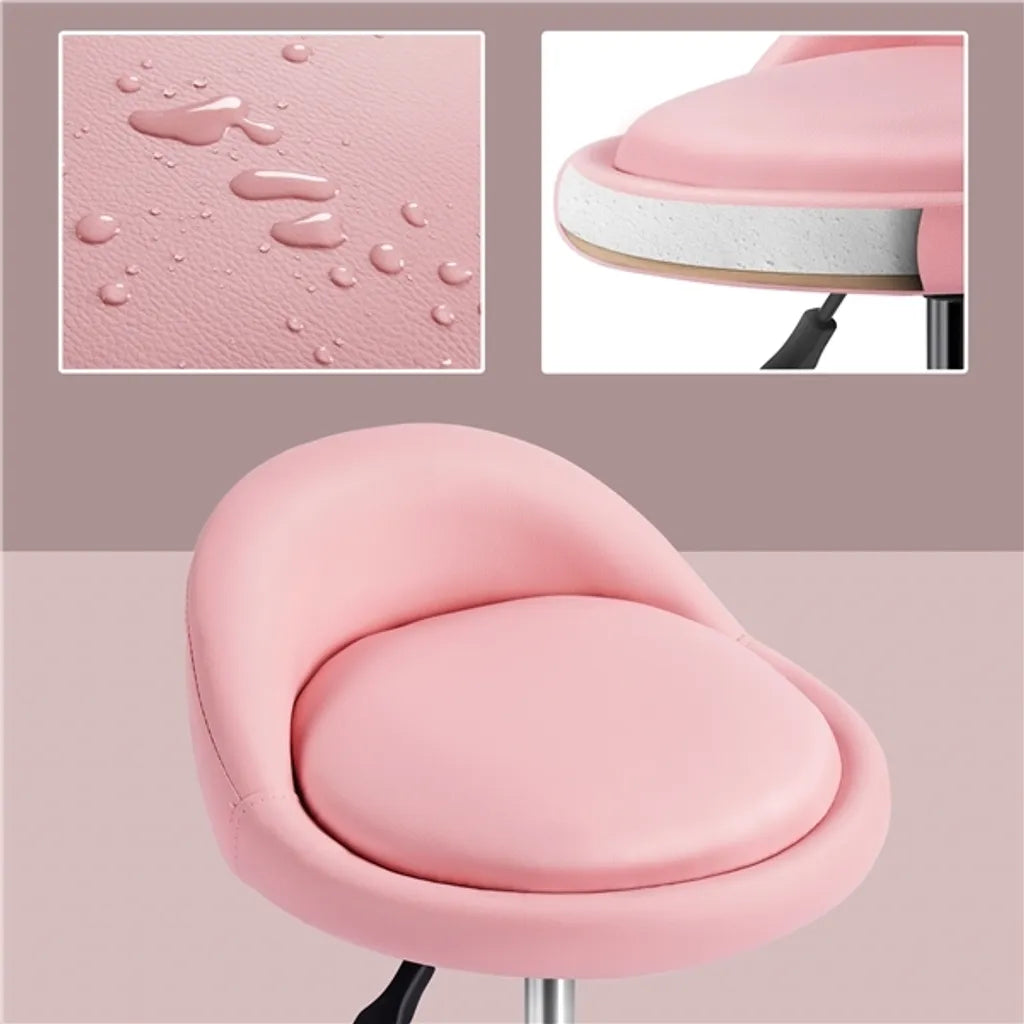 Tabouret de travail réglable Yaheetech avec roulettes et dossier - Rose - 46,5-61 cm