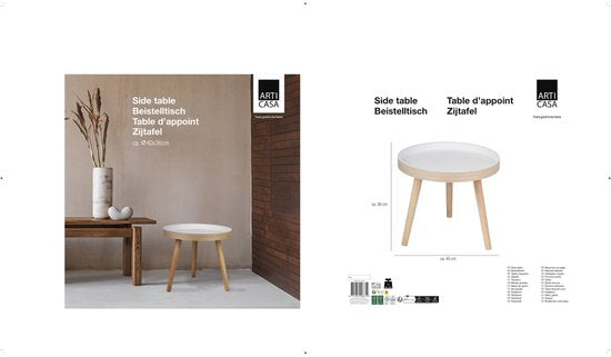 Table d'appoint ronde Arti Casa Ø 40 x 36 cm - Table basse ronde moderne - Petite table d'appoint ou table de chevet - Petite table compacte pour le salon ou la chambre à coucher - Bois