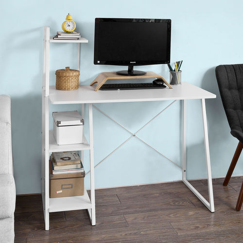 SoBuy - Bureau avec armoire de rangement ouverte - Max. 50 kg - 56 x 14 x 105 cm - Blanc