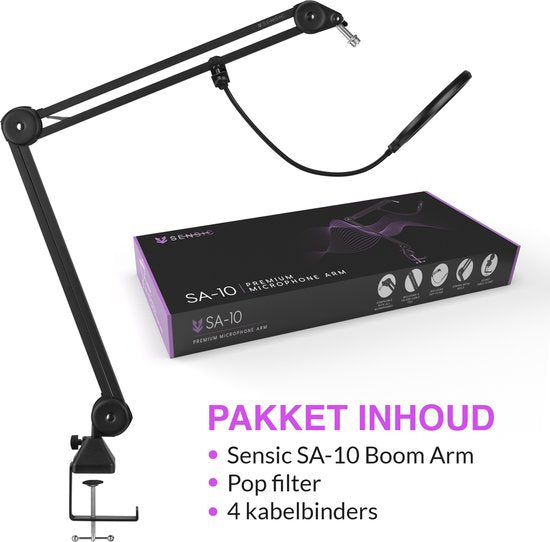 Sensic SA 10 Bras de microphone avec filtre anti-pop - Support de microphone - Bras de perche - Trépied - Extra long