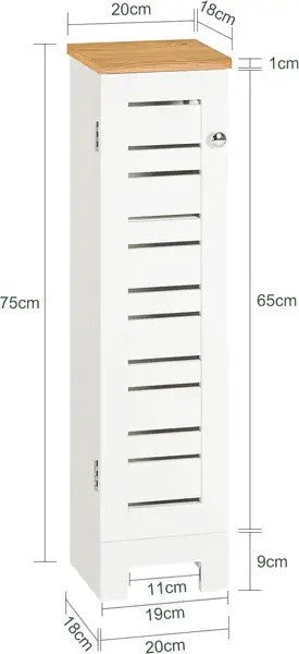 Sobuy - Meuble de toilette avec porte-papier -Blanc - 20x75x18 cm