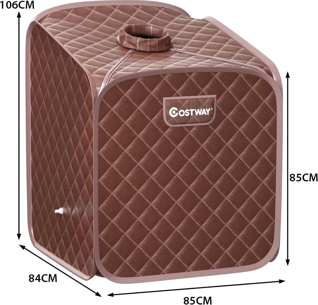 Sauna à vapeur Coast Mini 2 litres - Sauna d'intérieur pliable avec télécommande, minuterie, 9 réglages de température et siège - Marron