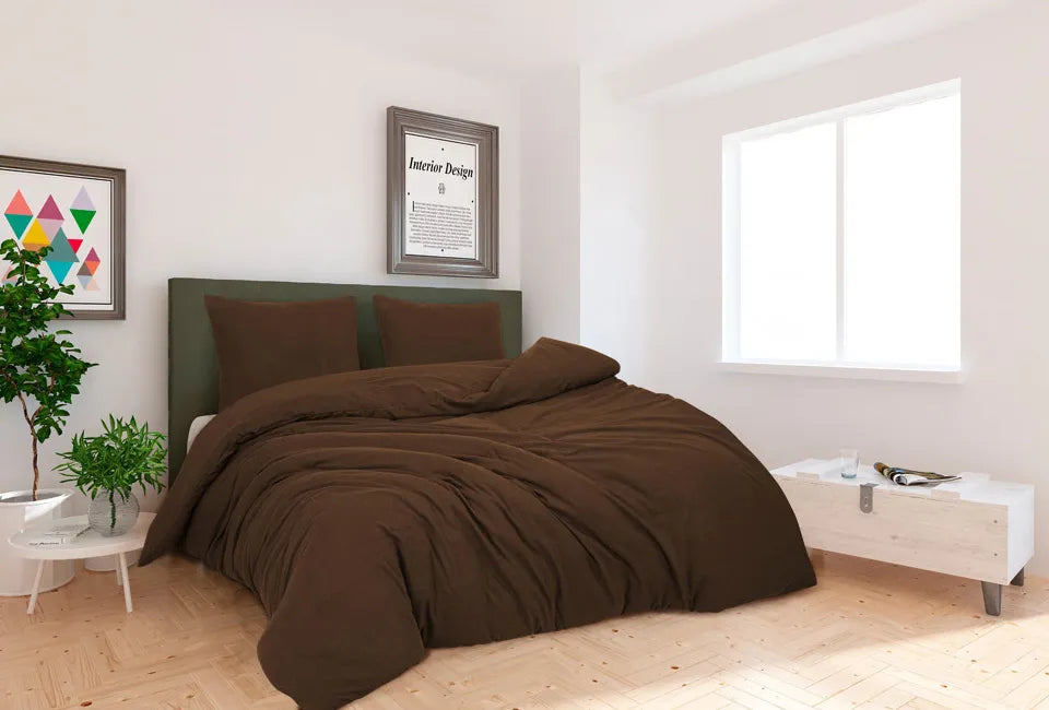 Ensemble de housse de couette DoubleDry Soft Collection, lit jumeaux 240 x 200 cm - Flanelle de coton - Marron
