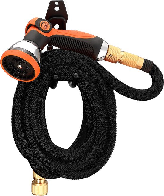Tuyau d'arrosage flexible Gardebruk - 15m 1/2" 3/4" Inch Wall Mounted - Black
