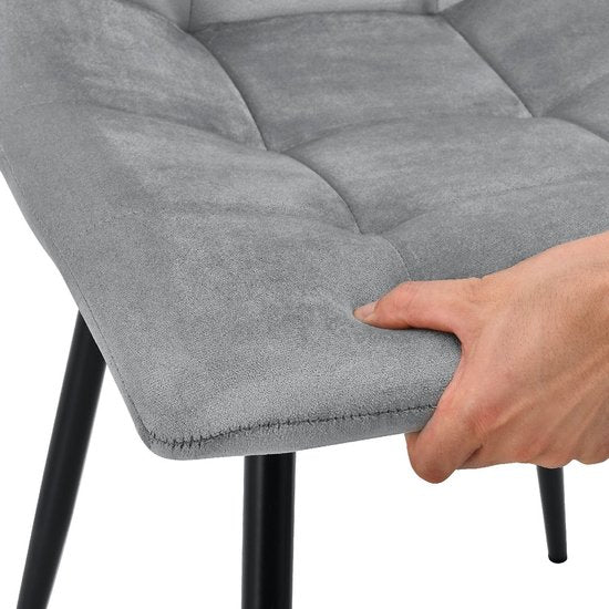 Chaises de salle à manger en acier Blanca - Lot de 2 - Velours - Gris clair