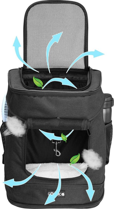 Sac à dos pour chien Cadoca - jusqu'à 12 kg portage confortable réglable - noir
