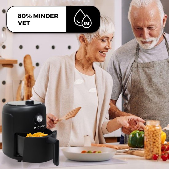 Kicinn Airfryer - Airfryer XL - Friteuse à air chaud - 3 litres - 1000 Watt - Noir