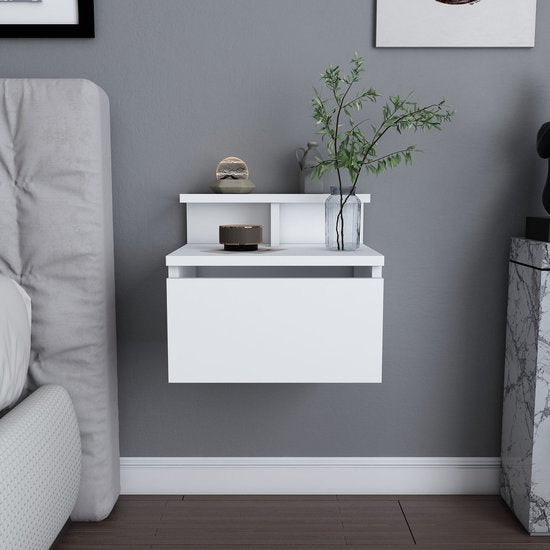 Asir - Table de chevet - Blanc - 35 x 39,8 x 31,9 cm