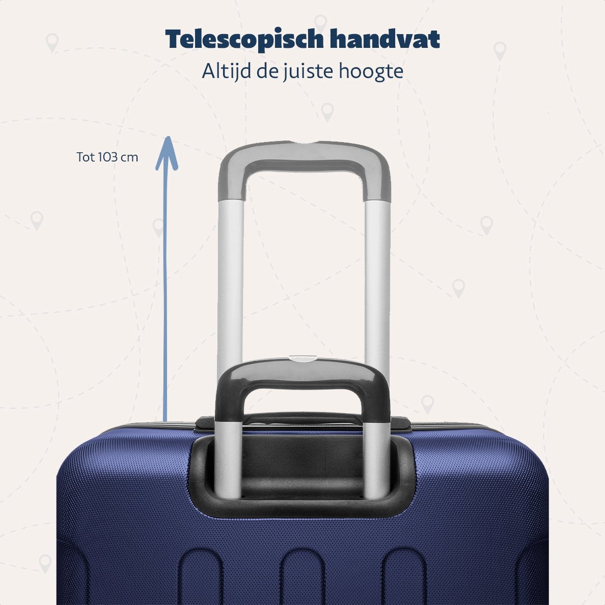 Set de valises TRVLMORE - 3 pièces - 38L + 70L + 110L - Bleu foncé