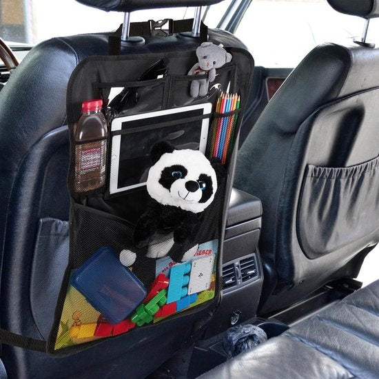 relaxdays organiseur de siège de voiture - set de 2 pièces - organiseur de siège de voiture - porte-tablette noir