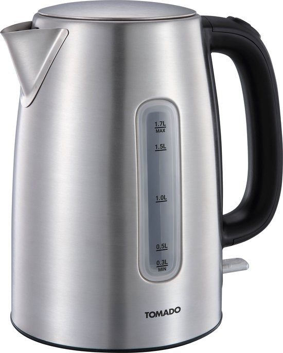 Tomado TWK1709S - bouilloire en acier inoxydable - capacité de 1,7 litre - 2200W - filtre anti-calcaire - indicateur de niveau d'eau