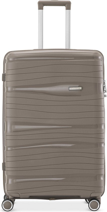 SKYCASES Travelin' Charm - Valise de voyage moyenne 24 pouces - Serrure numérique - 41x24x69 cm - 68L - Légère, imperméable et durable - Champagne