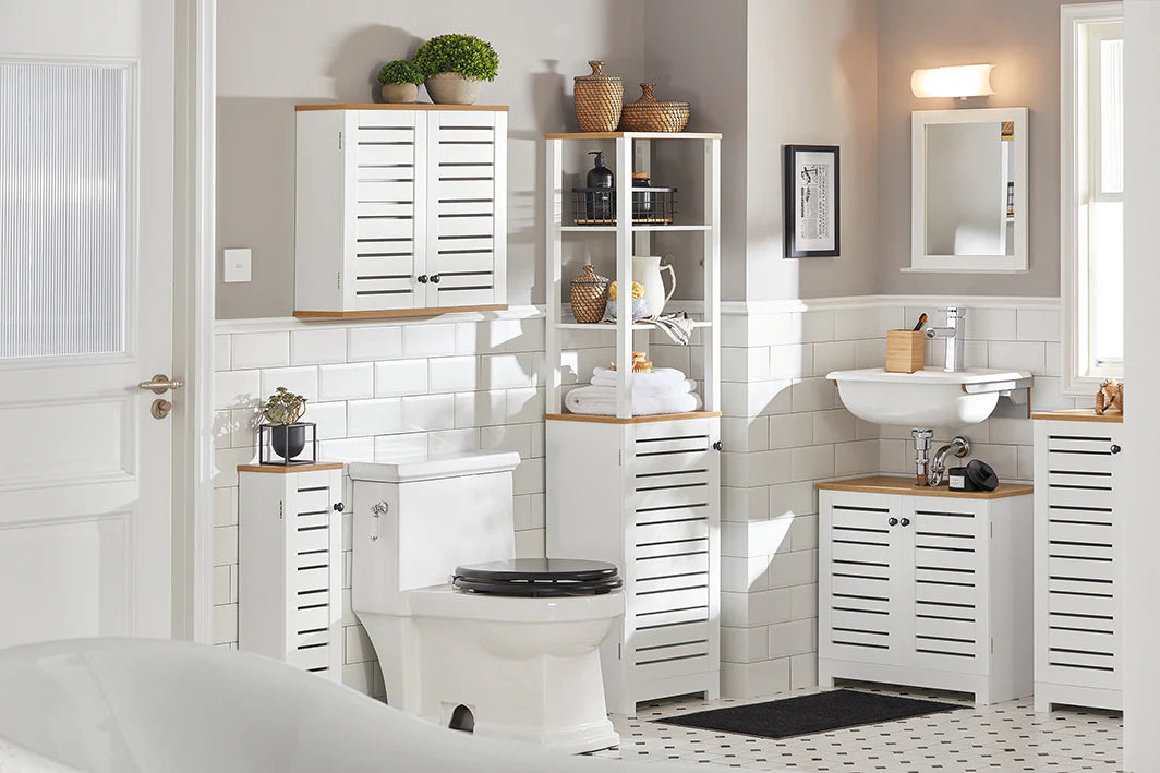SoBuy Armoire murale - Armoire suspendue de salle de bain - Blanc - 60x56x19cm - BZR42-W