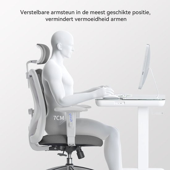 SIHOO M18 : chaise de bureau ergonomique – structure en maille respirante – appui-tête et soutien lombaire réglables – gris