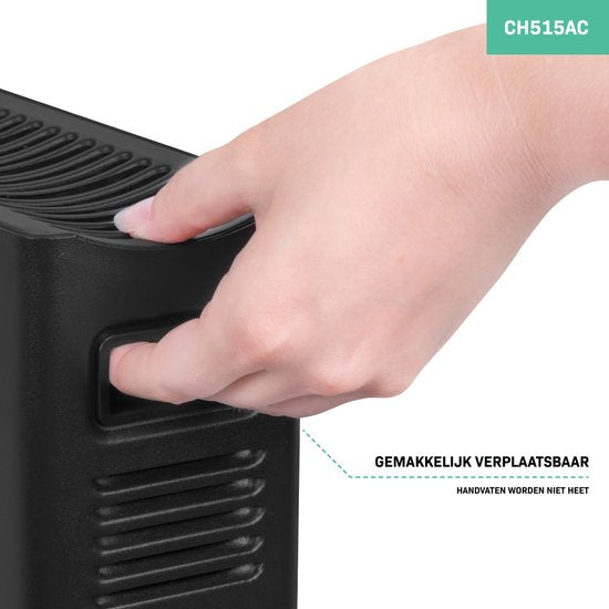 VONROC Chauffage électrique - Convecteur avec ventilateur de radiateur intégré - 2 réglages : 1250W/2000W - Thermostat réglable - Chauffe les pièces jusqu'à 24m2 - Design moderne - Noir