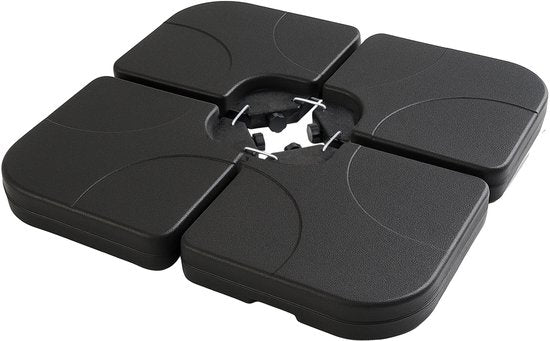Brixy Parasol Tiles - Base de parasol - Remplissable jusqu'à 80kg - 50x50cm - 4 pièces - Tuiles de parasol pour base en croix - Noir