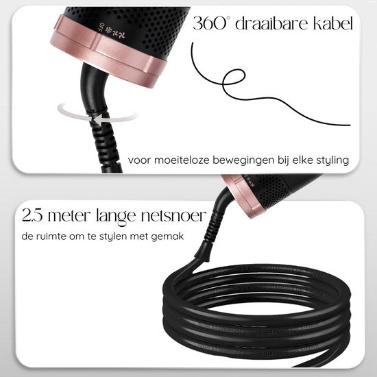 Brosse coiffante 4 en 1 - Sansbeauté® - Brosse soufflante - Diffuseur inclus - Brosse sèche-cheveux – Fer à boucler – Brosse chauffante