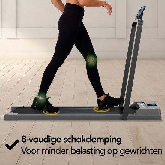 Brixy Treadmill - 1-10km/h - Tapis de marche - Affichage LED et télécommande - Bluetooth - App - Tapis de marche - Anthracite