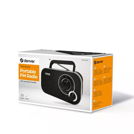 Radio Retro FM - Denver - Fonctionne sur batterie ou sur secteur - Radio portable - TR51 - Noir