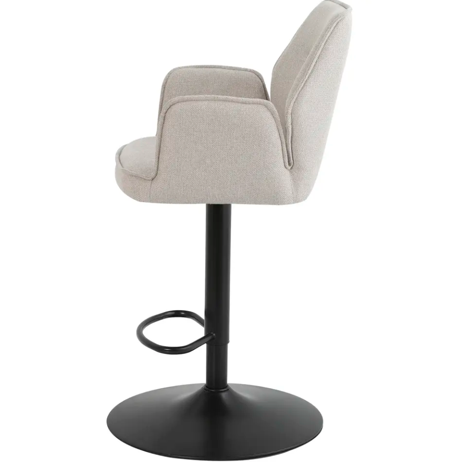 Tabouret de bar Raffy Beige - réglable et pivotant - avec accoudoirs - assise confortable en tissu - design moderne